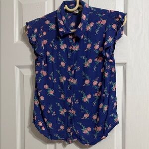 Moral Fiber Blue Floral Button Down Shirt